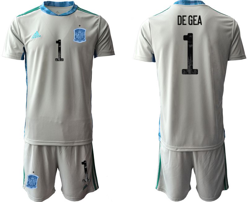 Men 2021 World Cup National Spain gray goalkeeper #1 Soccer Jerseys->->Soccer Country Jersey